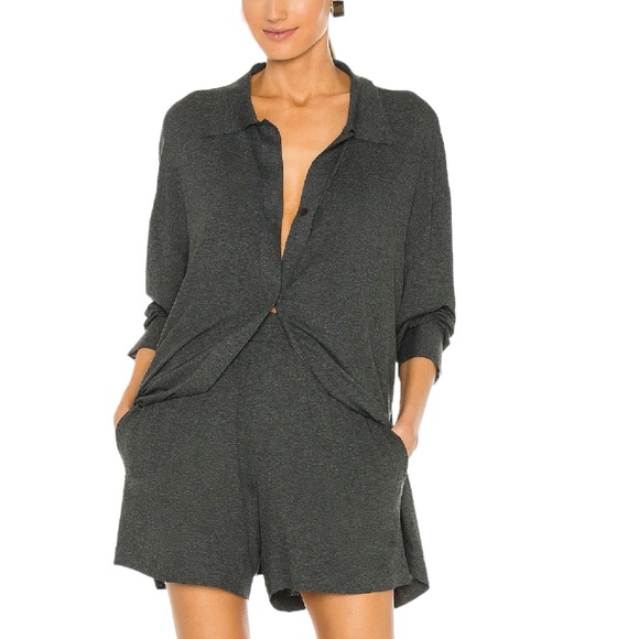 NORMA KAMALI DARK GRAY OVERSIZED BOYFRIEND NK SHIRT - NWT - Picture 1 of 16
